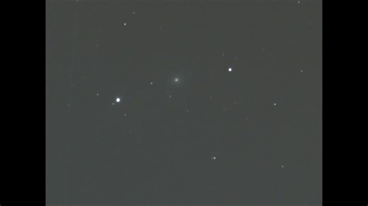 Interstellar comet 3I/ATLAS imaged from Oxfordshire, UK before dawn on 21st November 2025. My husband Mark captured 3 minute exposures with our 8" Ritchey-Chretien telescope and an Altair Hypercam 294C. I calibrated and aligned 25 FITS files in Deep Sky Stacker, processed them in Lightroom and used them to produce the timelapse showing the comet's movement over a1hr 50min period starting at 04:18 UT. The comet is almost 300 million kilometres from Earth so it's small and faint, but it's moving q