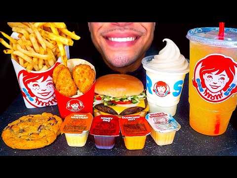 ASMR | WENDY'S CHICKEN NUGGETS CHEESEBURGERS FRIES | VANILLA FROSTY COOKIE | MUKBANG EATING SHOW
