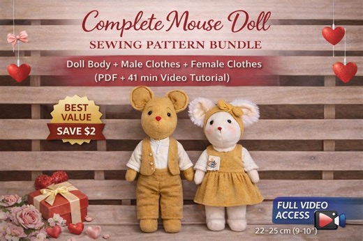 Mouse Doll Sewing Pattern PDF | Complete Bundle: Male & Female Dolls   Clothes | Stuffed Mouse Pattern | Anniversary Gift DIY - Etsy Canada