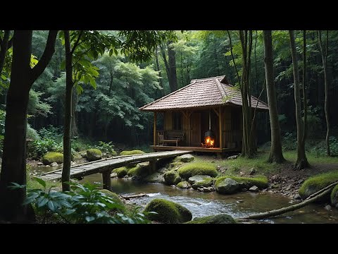building a bamboo house next to a stream | the process of completing my bamboo house