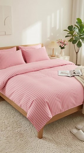 Pink Striped Bedding for a Spring-Inspired Bedroom