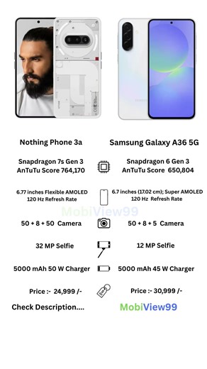 Nothing Phone 3a vs Samsung Galaxy A36 5G 🔥 Clean UI vs Samsung Stability 😳⚡