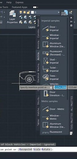 How to Draw Any Components by Tool Palettes Command in AutoCAD | Using Command