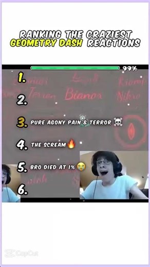 Craziest geometry dash reactions 🤣😅 #funny #reactions #geometrydash