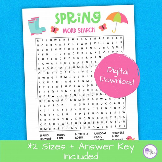 Spring Word Search Printable, Fun Spring Activity for Kids & Adults, Classroom Game, Word Puzzle, Easter Party Game, Spring Worksheet - Etsy
