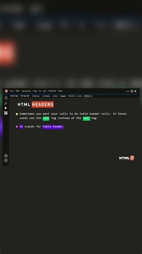 HTML Table Header | #html #howtomaketoolwebsite #coding #frontenddevelopment #htmltables #shorts