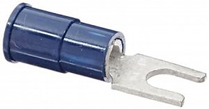 NSI S16-6V-B Vinyl Insulated Spade Terminal with Block Spade, 16-14 Wire Size, 6" Stud Size, 0.303" Width, 0.768" Length