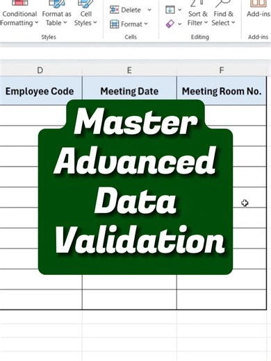 Master Advanced Data Validation... #viraltiktok #viralvideo #exceltips #excelformula #dataanalysts #datascience #exceltraining #exceltutorial #workfromhomejobs #excelinterview #exceltipsandtricks #excel365