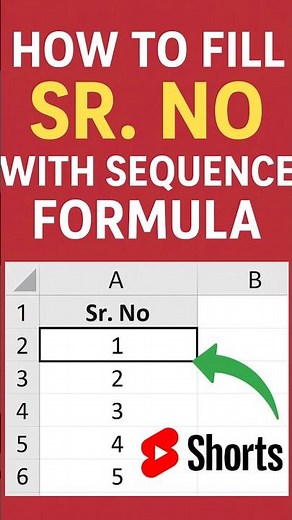 😱 One Formula to Fill All Serial Numbers in Excel – So Easy! #ExcelTips #exceltricks #excelformula