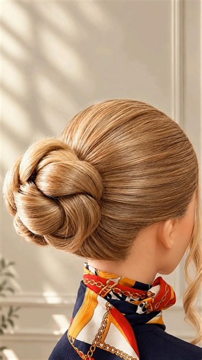 Elegant chignon with just 2 simple twists🤍💎 #hairstyle #simplehairstyle #braids #chignon