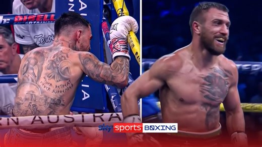 Vasiliy Lomachenko issues George Kambosos Jr's first knock out to claim IBF lightweight title