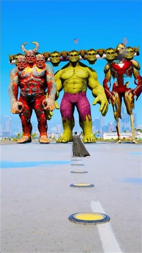 Random Superheroes VS Giant Hulk & Giant Ironman & hulk Brothers #youtubeshorts #ironman#139