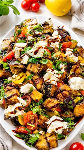 Crispy Eggplant Salad with Balsamic Glaze#foodshorts #cooking #saladrecipe #eggplant #salad #recipe