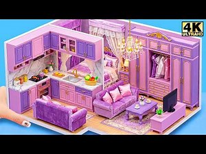 Make Secret Pink & Purple Dream House with Luxury Kitchen and Window Corner 💖 | DIY Miniature House