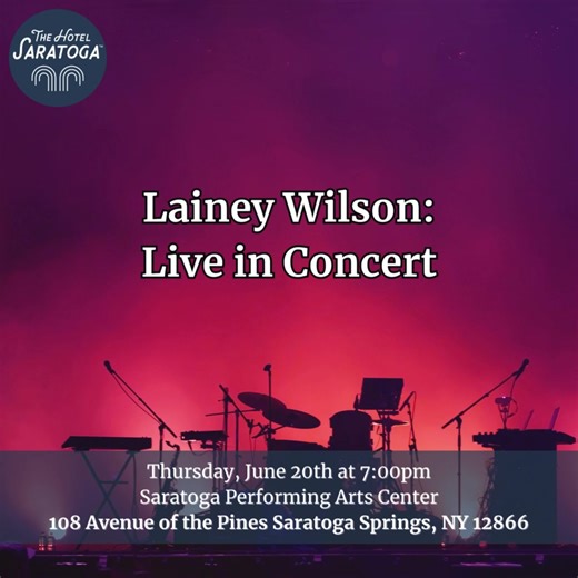 It’s concert season over here in Saratoga Springs and @laineywilson is performing live at SPAC! We are so excited to welcome her, concert goers and all visitors to The Hotel Saratoga! #thehotelsaratoga #hotelstays #boutiquehotel #boutiquehotels #boutiquehotelsoftheworld #saratogaracetrack #saratogasprings #newyorkhotel #visitnewyork #foodie #bistro #spacitybistro #hospitalityindustry #hoteleats #hoteldinner #hoteldining #oásis #relaxandunwind