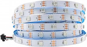 16.4FT WS2812B 5V LED Strip Lights 150 Individual Addressable RGB IC 5050SMD LEDs - Flexible White PCB IP30-30LEDs/m MagicRGB Dream Color for DIY Chasing Color Project (No Power Supply & Controller)
