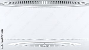 Technology Background. Power podium empty stage or laboratory white room. Sci-fi idea concept. Technological elements innovation background. Animation seamless loop, 3D Render.