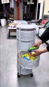 5-Layer Round Multipurpose Storage Trolley with Wheels #storage #kitchen #storagehome ‪@VMone‬