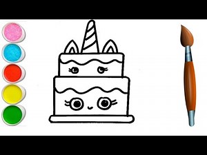 Unicorn Cake Drawing for kids | How to draw unicorn | Coloring & Painting | Toddlers | Kids Art |