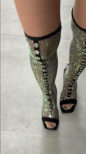 Over The Knee Boots and Nylons Try On | Sparkly Thigh High Heels & Stockings Look #boots #highheels