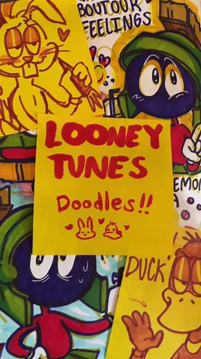 Not really doodles but? Anyways these stinkers are so fun to draw 🤭 #fyp #foryou #doodles #looneytunes #baffy #bugsbunny #daffyduck #marvinthemartian #art #drawing #fanart #marker #artwork