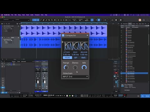 How to set up Kilohearts Compactor with a sidechain input: Mac, Studio One, AU