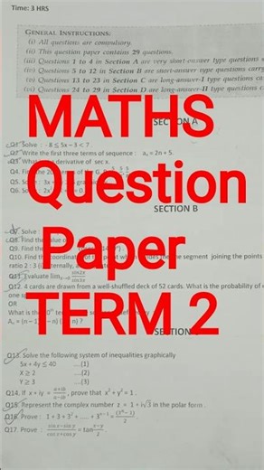 MATHS Question Paper Class 11 📝✍️ #finalexam