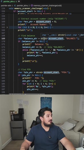 Learning C like a Hacker, skipping bytes to print ATM pin #cybersecurity #cprogramming #beginnerfriendly #hacking