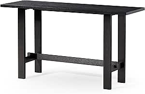 Maven Lane Hera Rustic Rectangular Accent Console Table for Small Spaces and Front Door Entrance Hallway in Weathered Black Finish