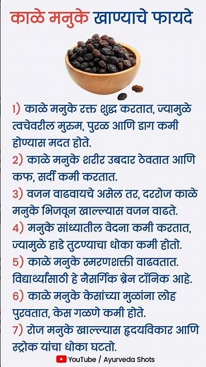 काळे मनुके खाण्याचे फायदे | Benefits of Black Raisins #healthytips #ayurvedashots #shorts