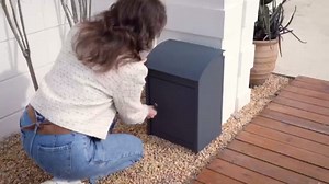 Stufurhome package drop box for outside, Extra Large Mailbox with Coded Lock, Galvanized Steel Drop Mailboxes 10.3"x14.2"x19.9", waterproof box，locking mailboxes