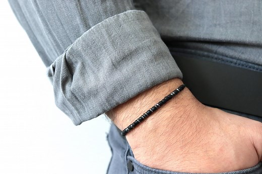 Black Beaded Morse Code Bracelet for Men, Hidden Message, Personalized Gift for Him - Etsy