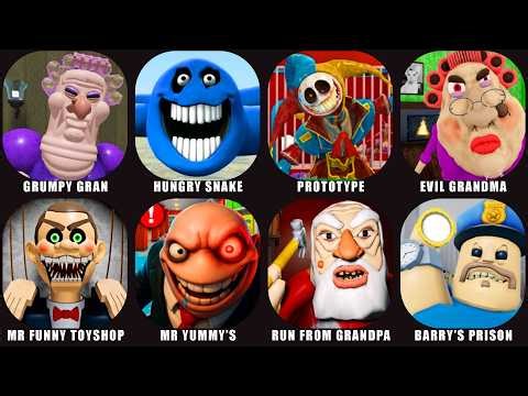ROBLOX: GRUMPY GRAN(SCARY OBBY), 🐍HUNGRY SNAKE, ⚙️PROTOTYPE, ESCAPE EVIL GRANDMA, ROBLOX JUMPSCARES!