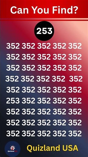 Only 1% Can Find 253! 🤯 | Odd Number Challenge #shorts #quiz #viral ‪@QuizlandUSA‬​