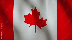 Canada flag waving in the wind. Realistic 3d seamless looping animation, Realistic fabric, close-up footage