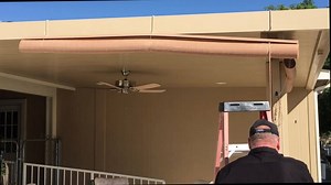 Now you can hang a roll up sunshade on the side of your Alumawood Patio Cover by using the 2"x 6" rafter hangers. The shades that work are the roll up shades that have triangle hangers on the shade to attach to the 2"x 6" hangers. You can also see more videos on how to decorate your alumawood patio at alumahangers.com | Alumahangers.com