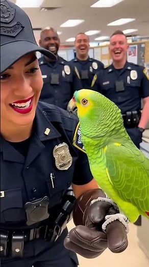 Parrot Rejects Officer’s Kiss Because of Her Lipstick 😂🦜