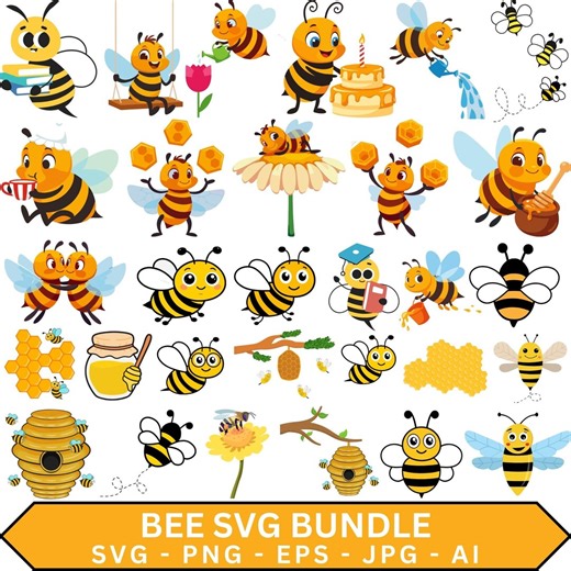 Bee SVG Bundle, Honeycomb, Bumble Bee Clip Art (digital Download) - Etsy UK