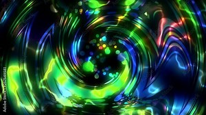 Abstract Light twist Animation in a glass sphere. Plasma Twirl Effect. Colorful distorted Dot Animation. Lens Distortion. Refraction. Close UP Stock Video