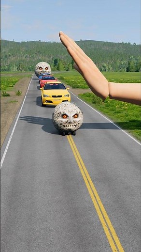Big & Small Cars vs Giant Hand Slap - BeamNG.drive