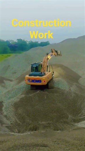 Construction Site Excavator in Action | Aggregate Stockpile Work