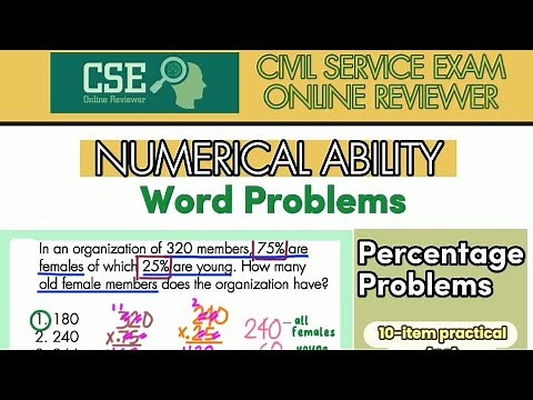 CIVIL SERVICE EXAM | Numerical Ability: Word Problems (Percentage Problems) | CSE Online Reviewer