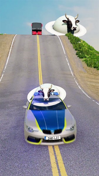 Monster Bus vs La Vaca Saturno Saturnito Model BeamNG Drive Crash Challenge #beamngshorts