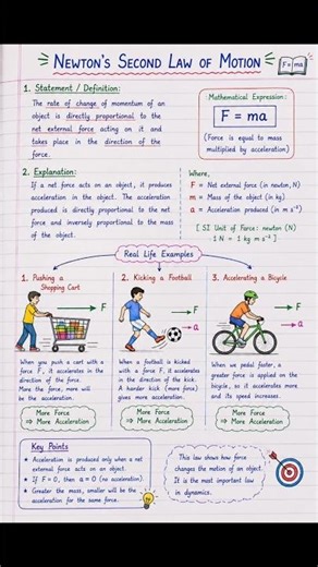 Newton’s Laws of Motion Handwritten Notes ✍️🚀 #Physics #StudyNotes #CBSE