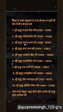 10 sikh guru name and date of birth|| 10 ਸਿੱਖ ਗੁਰੂਆਂ ਦਾ ਨਾਮ ਅਤੇ ਜਨਮ ਮਿਤੀ ||