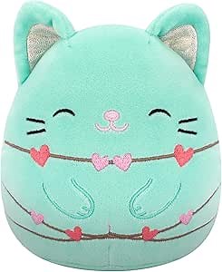 Squishmallows Original 5in Charisma The Mint Cat with Heart String Lights – Official Jazwares Plush (Little)