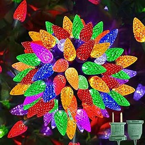 50LED C6 Christmas Lights 23FT Connectable Plug-in String Lights for Indoor Outdoor Xmas Tree Garden Patio Party Decor Multi-Color