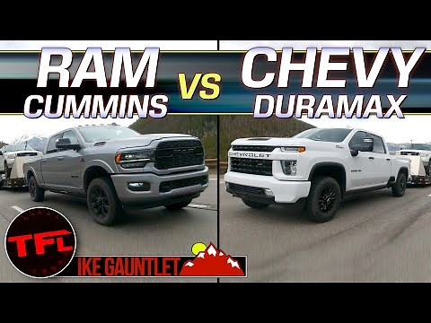 IT'S ON - Ram 2500 HD Cummins vs Chevy Silverado HD Duramax vs Ike Gauntlet!