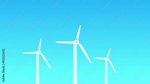 Illustration, windmill and renewable energy for electricity, sustainability and clean power. Background, alternative and carbon neutral technology for conservation, environment or future connectivity