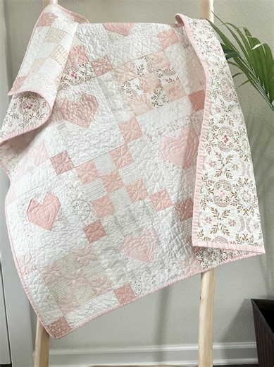 Pink Hearts Baby Quilt - Handmade Irish Chain Patchwork/43"x36" - Etsy